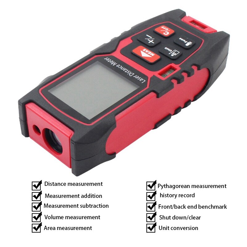 Lazer Distance Meter Digital Level Bubbles Lazer Rangefinder Battery-Powered Handheld Distance Measurer,80M