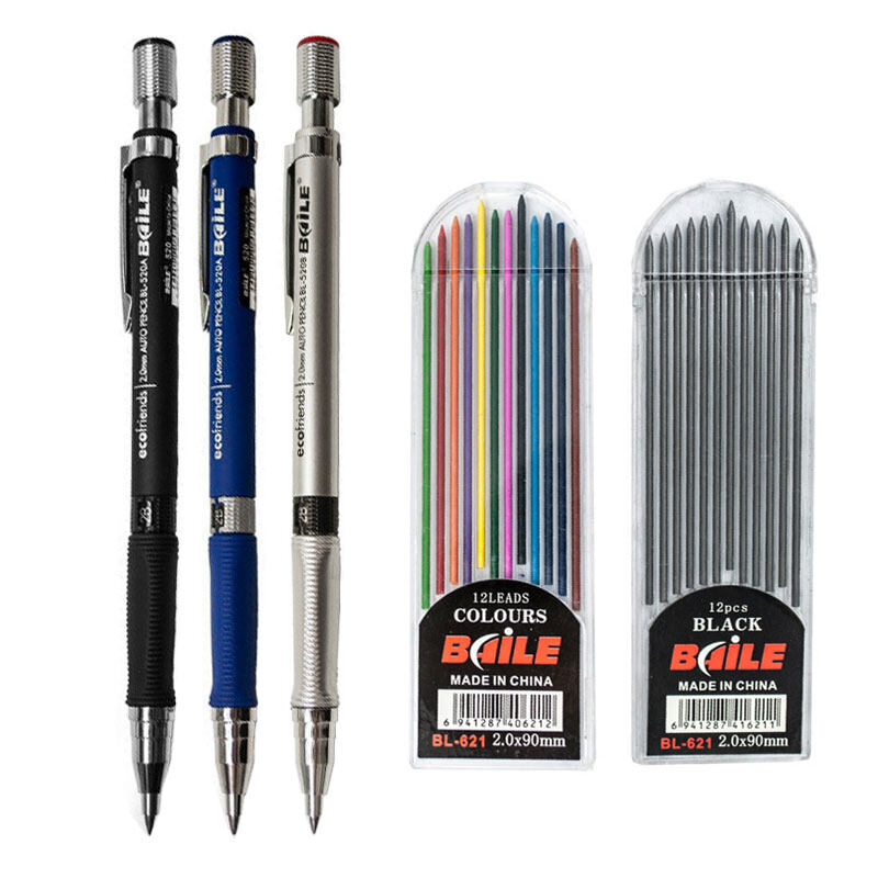 Hochwertiger Druckbleistift, umschaltbares Zeichnen ohne Anspitzen, 2,0 mm Bleistiftmine, Farbe, Kawaii-Studie-Testzubehör