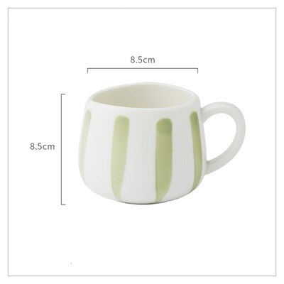 360ml Cute Cute Ceramics Coffee Mug Geometric Handmade Mugs Drinkware Breakfast Milk Tea Water Cup With Handle Cup: Stripe Green