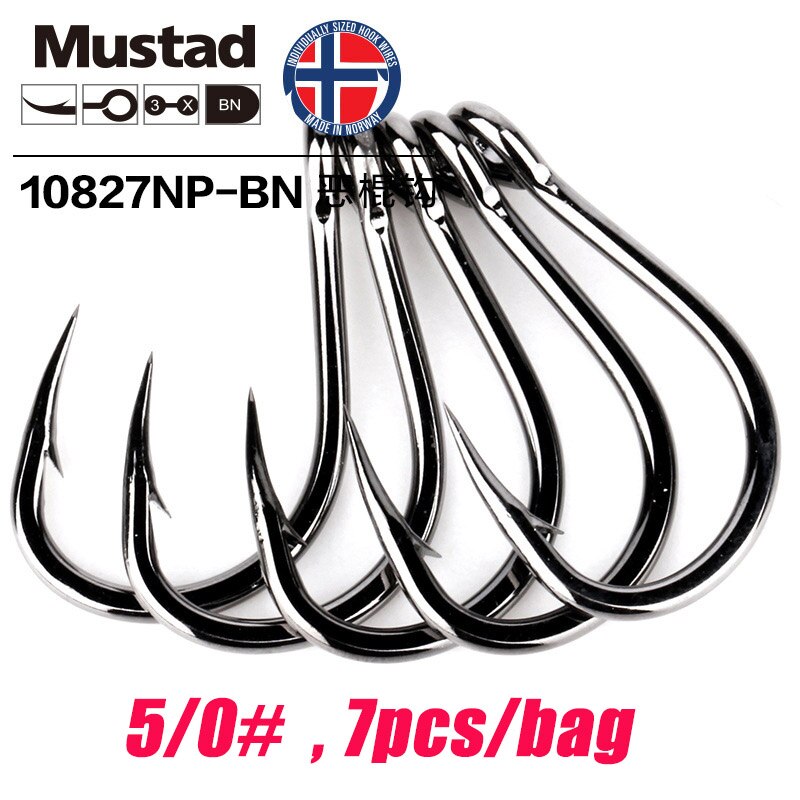 Mustad norge opprinnelse havfiskekrok superkraft stor størrelse sirkel fiskekroker ,1#-12/0#,10827np- mrd: 5-0