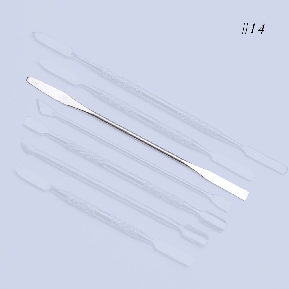 1pc 2 ways Stainless Steel Cuticle Cutter Nail Art Polish Tool Double Sided Pusher Remover Stirring Rod Manicure Cleaner SA809: 14