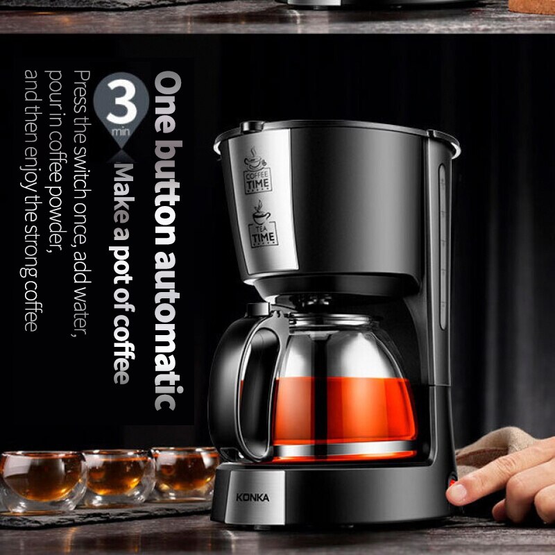 KONKA-cafetera eléctrica por goteo para el hogar, máquina de café de 800W con 15 tazas de té y café, cafetera de leche para , 220V