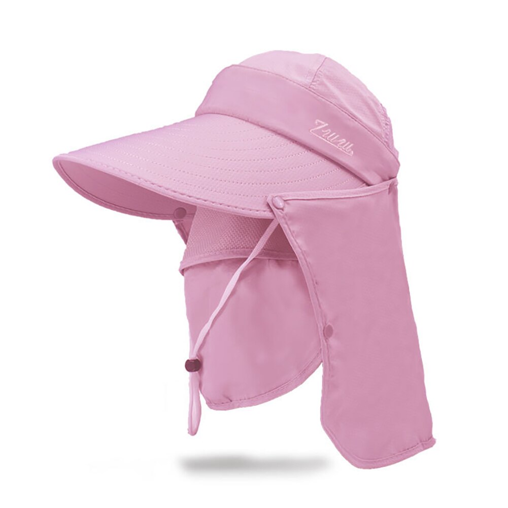 Gorra con visera Anti-UV para mujer, sombrero desmontable para ciclismo, deporte al aire libre, senderismo, Camping, cuello, pesca, protección solar, Unisex: Rosa