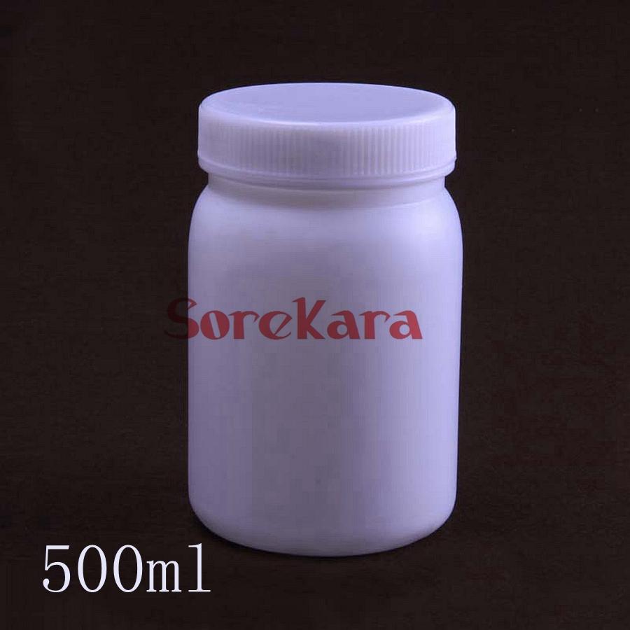 500ml White Plastic Bottle Reagent Sample Vials Plastic Lid Wide Plus Mouth