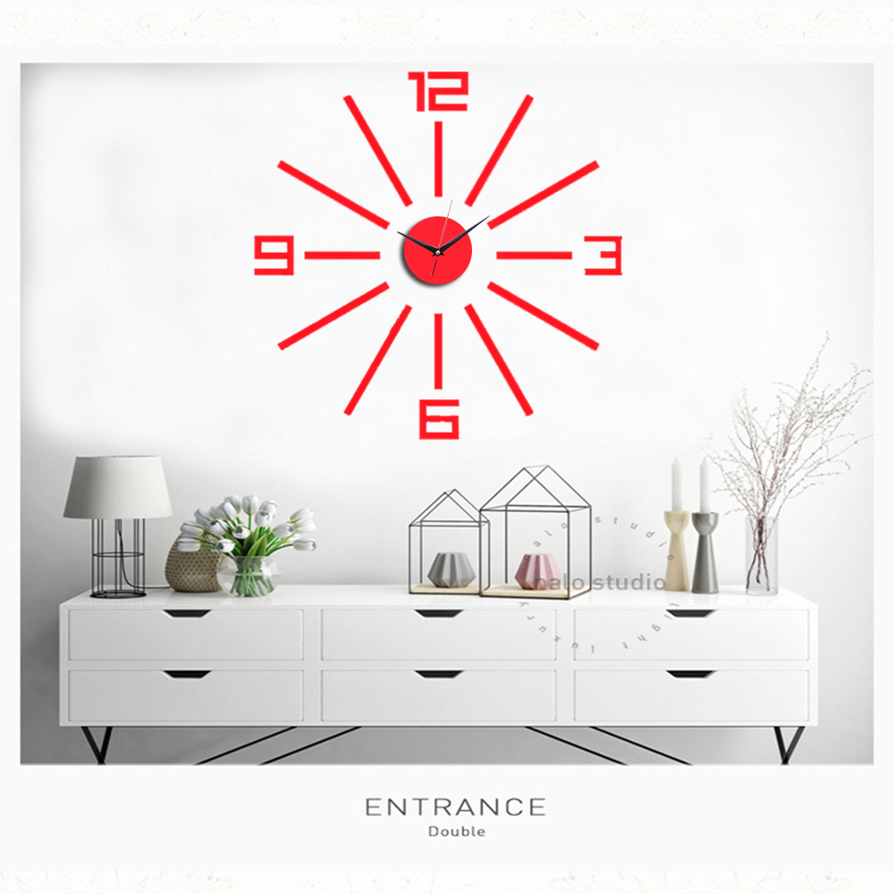10sets 3D DIYWall Clock Sticker Modern Mute Quartz Clocks Mirror Sticker DIY Living Room Office Decor