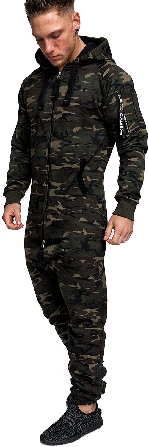 Syksy ja talvi tyyli miesten hupullinen fleece-haalari naamiointi käsivarsi vetoketju rento puku miehille setit