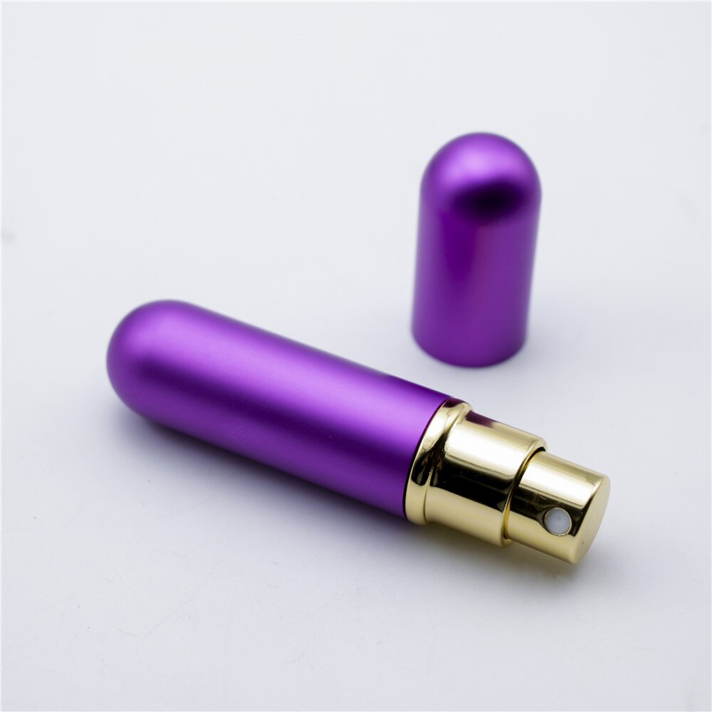 1PC 5ML recargable portátil viajero Mini aluminio atomizador en Spray frasco de Perfume vacío envases cosméticos para el viajero: 5ml-purple