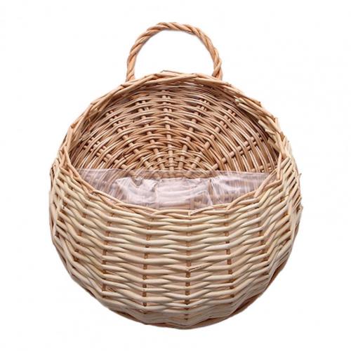 Plant Hanging Basket Pastoral Round Ornamental Multi-purpose Wicker Hanging Baskets Flower Baskets Gardening Supplies:  Beige 30cm