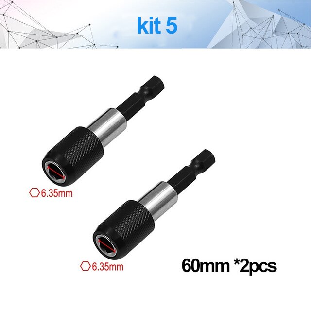 Tournevis à tige hexagonale de 1/4 pouces à dégagement rapide, porte-embout magnétique avec barre d'extension de collier réglable connecteur de 60mm 100mm 150mm: Gris clair