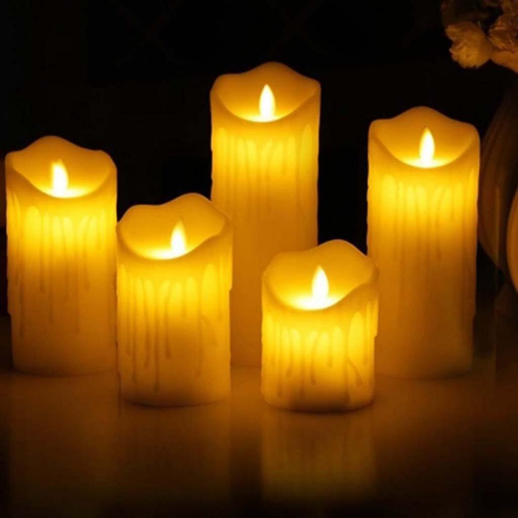 10 Pcs Warm Led Kaars Romantische Realistische Kaarsen Swingende Flame Waxinelichtje Thuis Bruiloft Decor