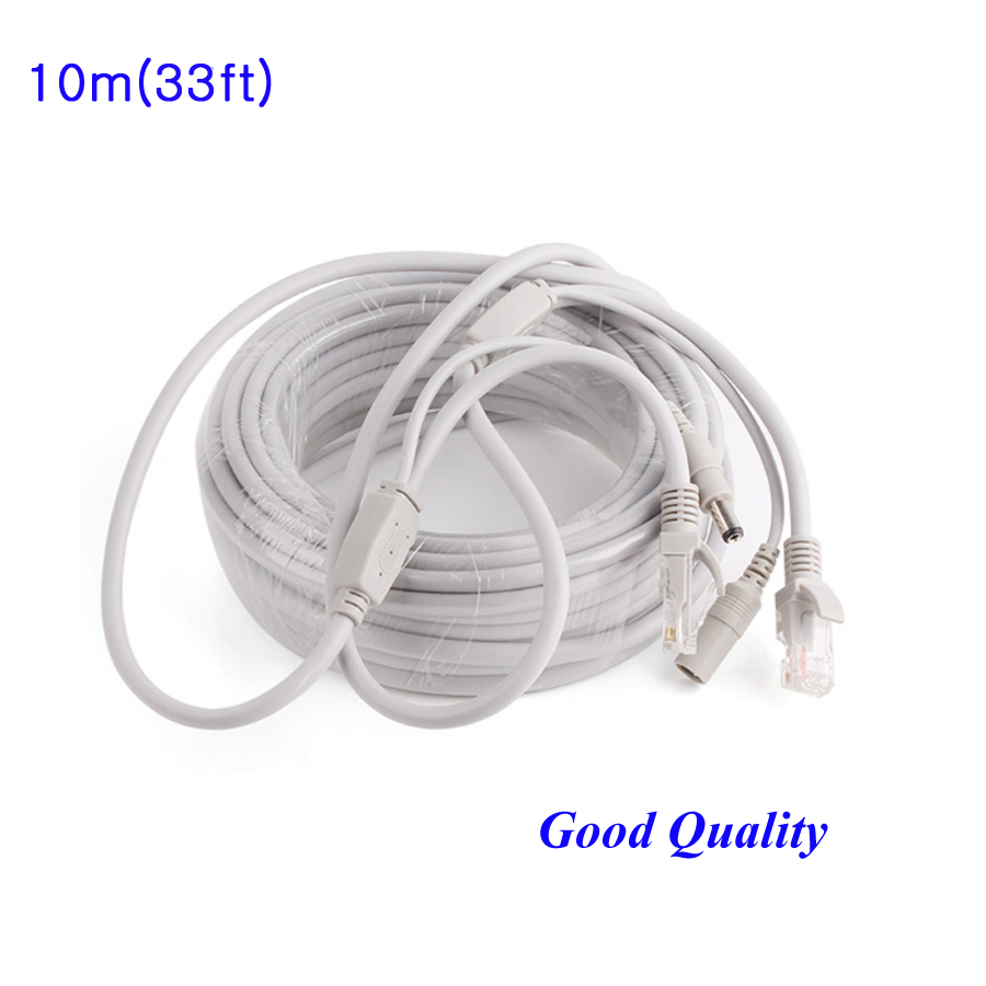 10m/33ft cctv nettverk lan kabel  rj45 w dc 12v strøm 2.1 x 5.5mm katt 5/5e utvide ethernet kabel til cctv ip kamera nvr