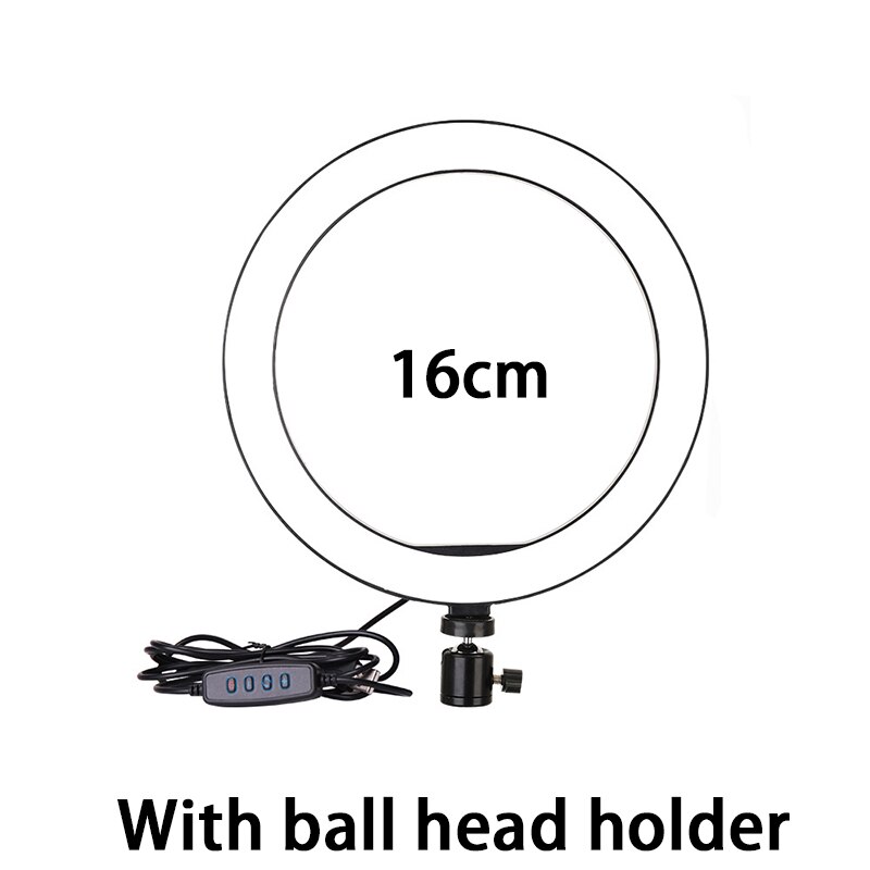 10 '' rgb selfie ring lys med stativ stander og telefonholder dæmpbar led bord cirkel lampe med 10 farver bærbare halo lys: 16cm ringlys
