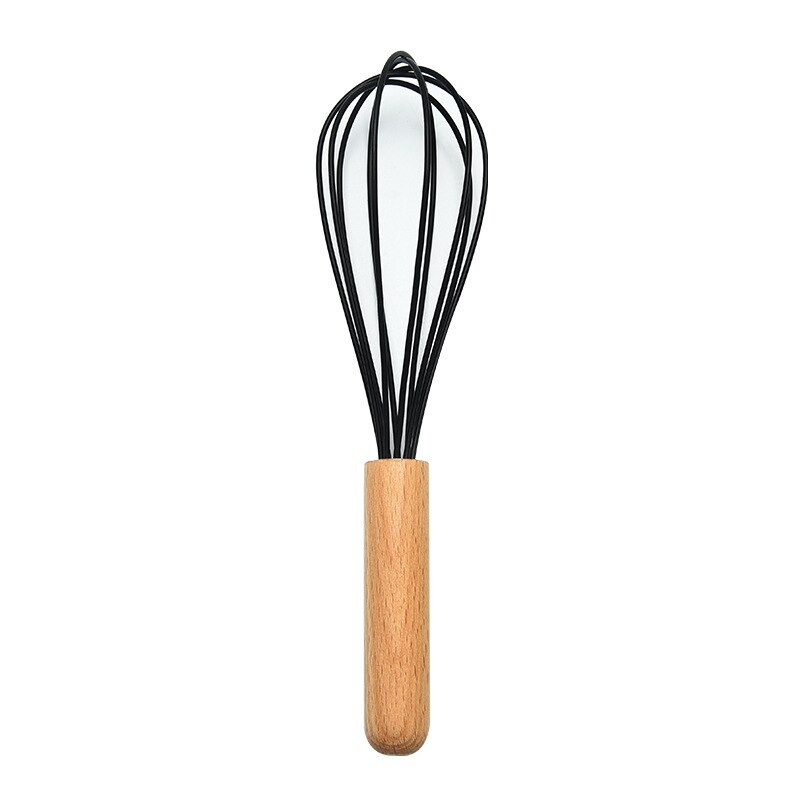 Manuelle Schneebesen Rührgerät Mini Holz Küche Ei Schneebesen Backen Werkzeug Rührwerk Silikon Umweltfreundliche: Schwarz