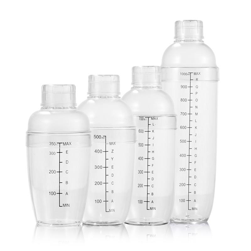 Coctelera de plástico transparente para cócteles, herramienta mezcladora de 350/500/700/1000ml a prueba de golpes para Martini, coctelera para bebidas