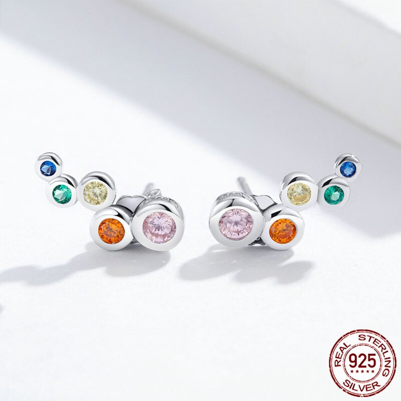 Pendientes Alargados De Plata De Ley 925, Joyería Con Diseño De Burbujas Brillantes, Para Mujeres