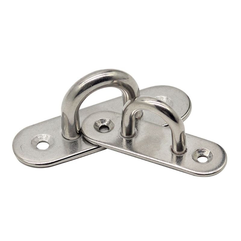 2pcs 304 Stainless Steel Oval Pad Eye Plate Marine Hardware U-shaped Hook Loop