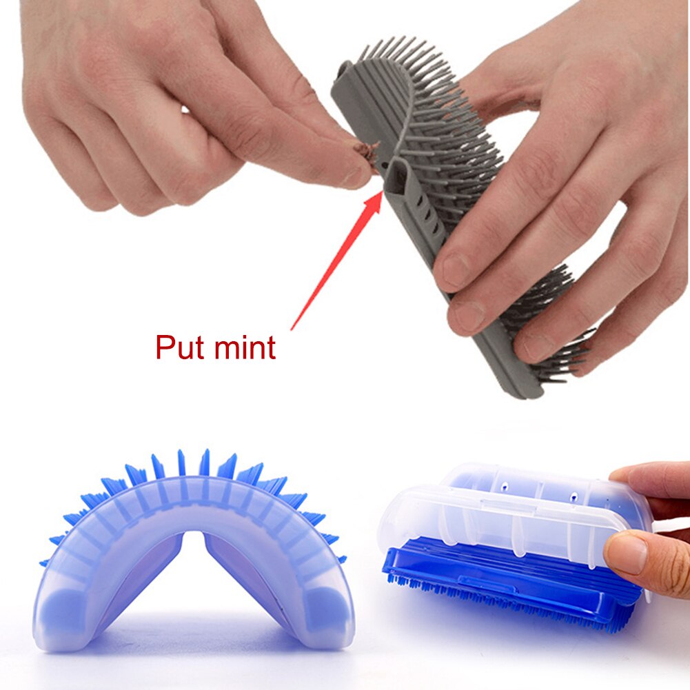 Kattenborstel kattenkam katten zelftrimmer kam plastic dierenbenodigdheden zwart/grijs/groen/blauw kattenmassageapparaat