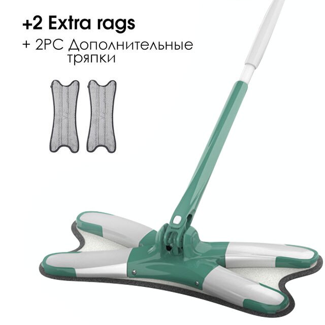 Concis tipo X mopa para suelo de microfibra con reemplazo paño de mopa fregona plana de lavado a mano herramientas de limpieza doméstica de extrusión Manual: Blanco