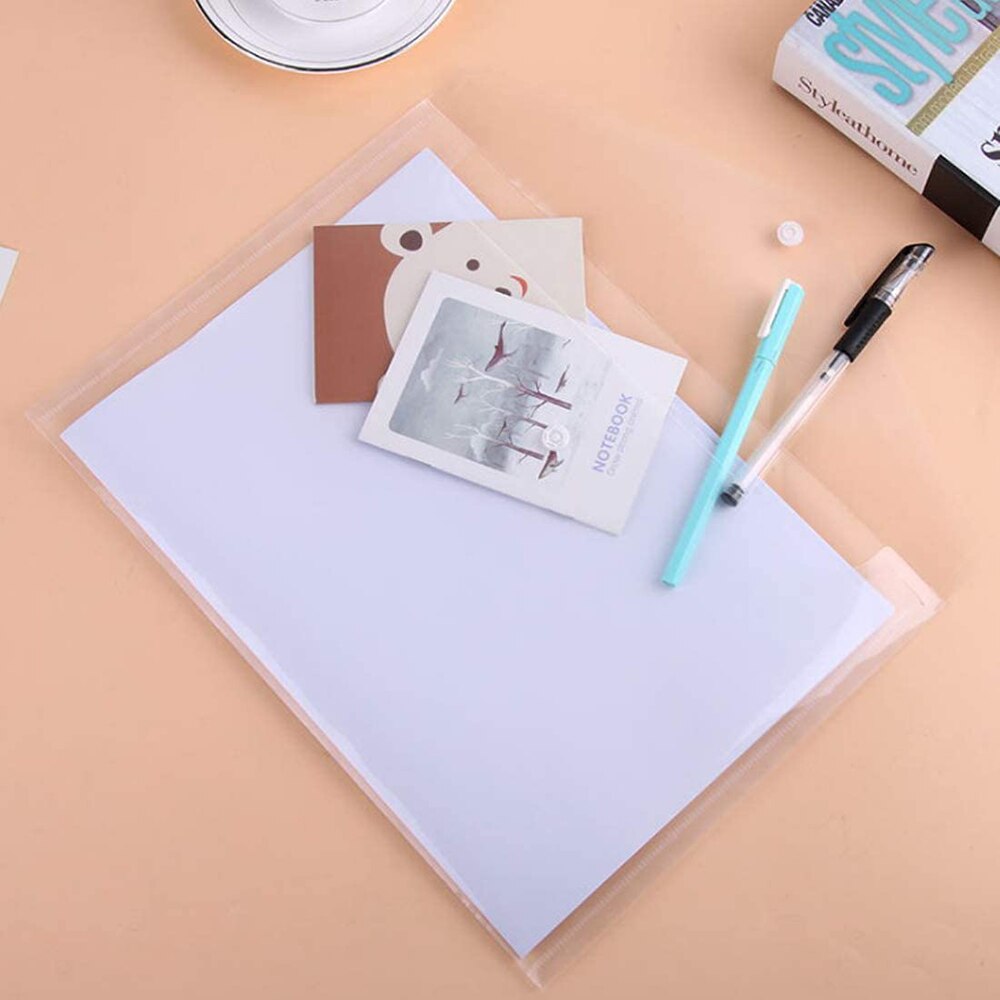 5 Stks/set A4 Size Plastic Enveloppen Clear Document Bestand Envelop Mappen Met Snap Voor School Home Office Organisatie