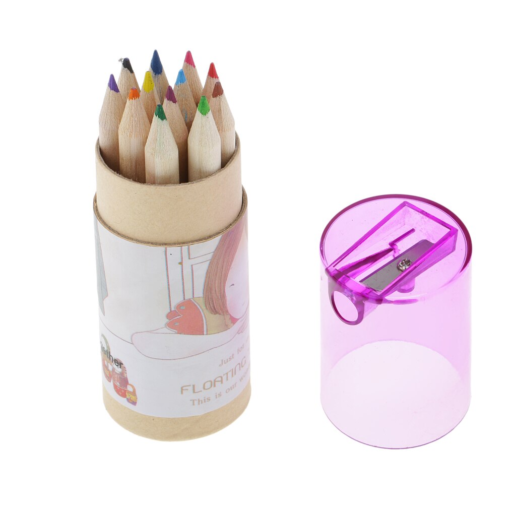 12 Pieces /set Portable 12 Colors Mini Wood Pencil Drawing Pencil with Sharpener Box Cases Mini Stationary