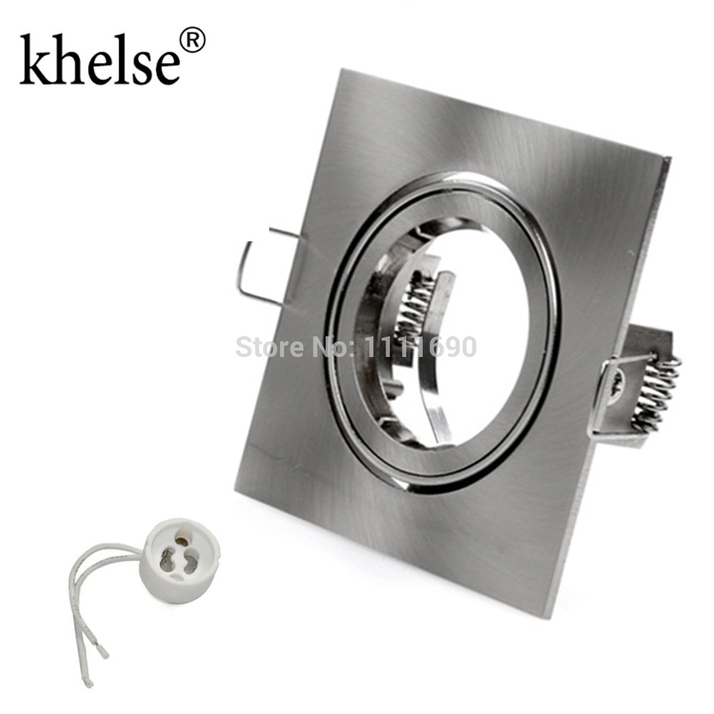 square Recessed metal chrome adjustable ceiling lamps holder GU10 socket or MR16 base LED spot and halogen built-in spot lights