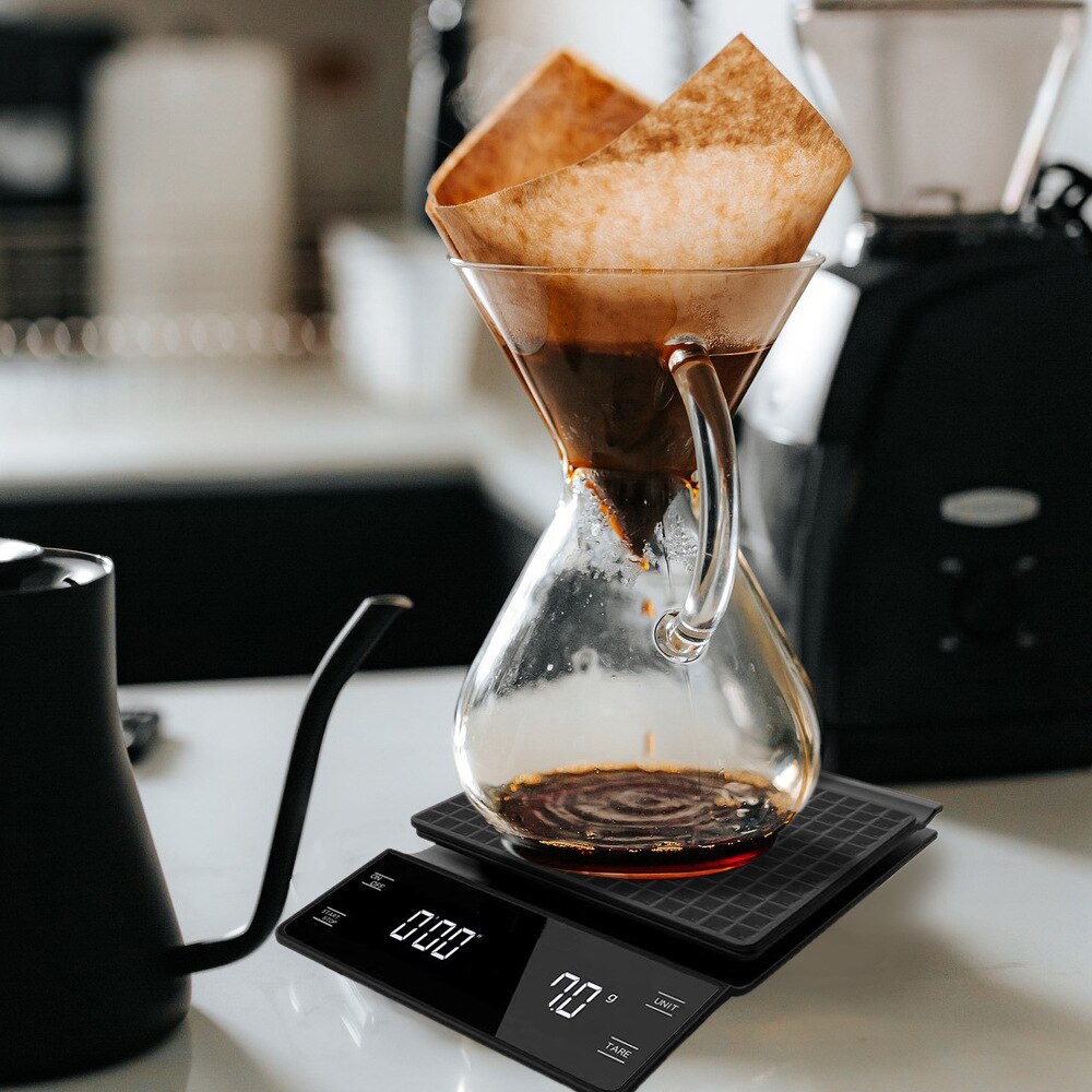 3kg 0.1g Electronic Coffee Scales Expresso V60 Balance Kitchen Measuring Weight Libra Precision Scale With Timer Function