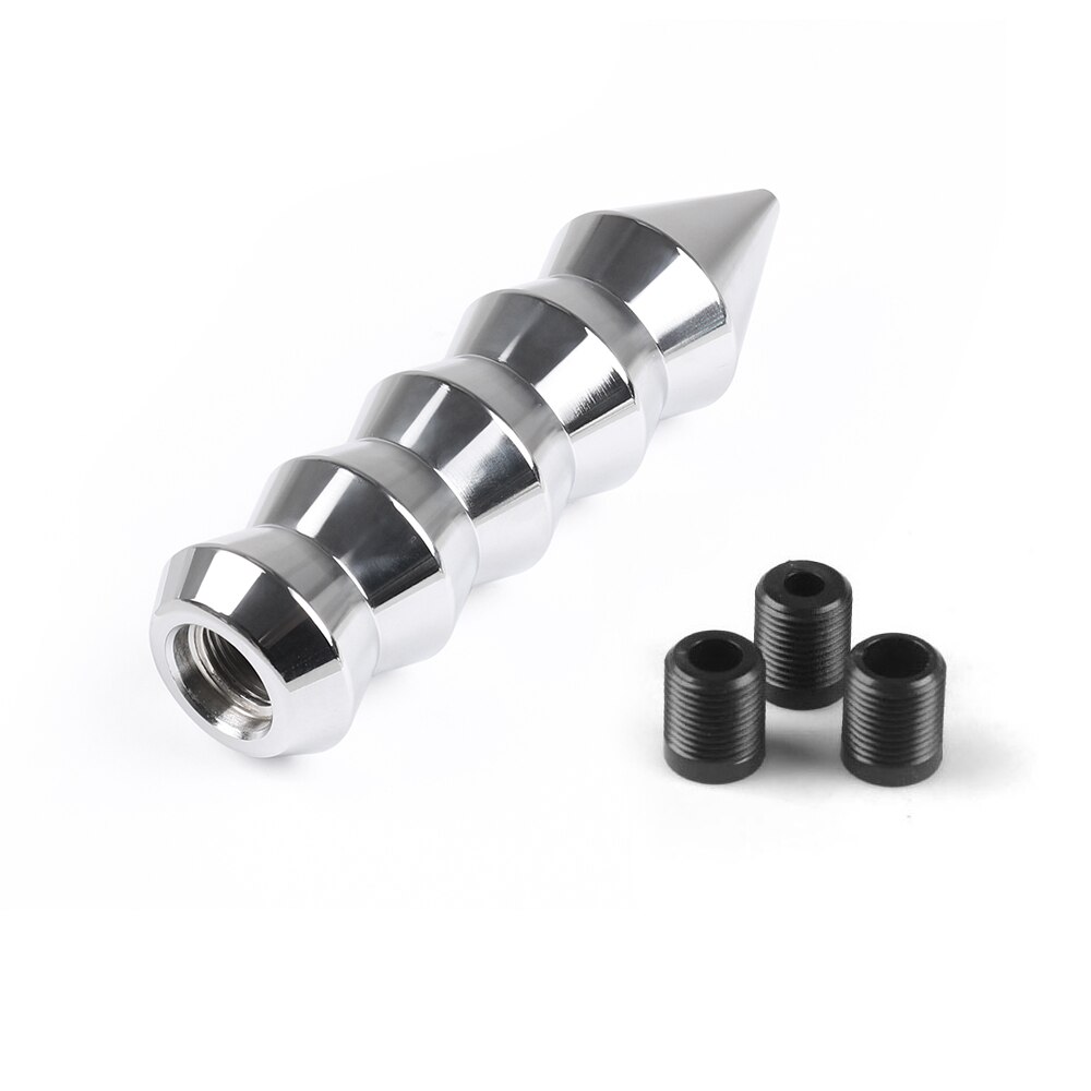 Universal Aluminum 146MM Gear Shift Knob Pointed End Cone Manual Transmission Shifter Lever Knob Gear Bamboo Style: Chrome