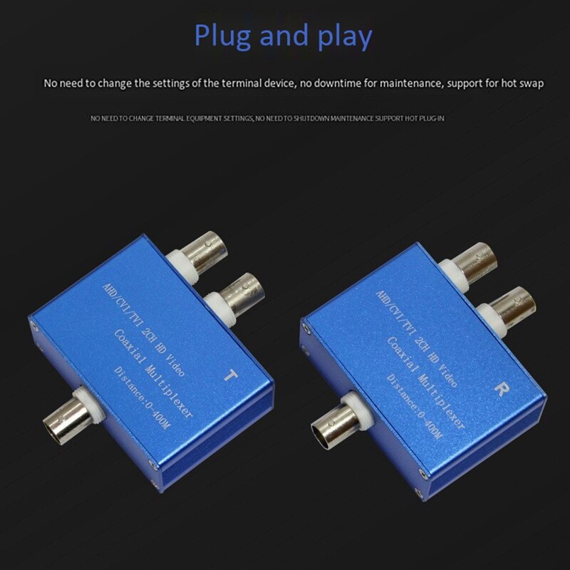 Two-Channel AHD/CVI/TVI1080P HD Video Multiplexer Coaxial HD Expander Adder for Camera
