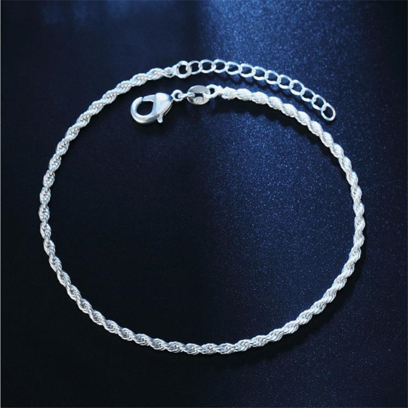 LUKENI Nuovo di Modo Cavigliere In Oro Per Le Donne Regalo Di Natale Caldo di 925 In Argento Sterling Braccialetti di Fascino Dei Monili della Ragazza di Torsione Della Catena 2MM