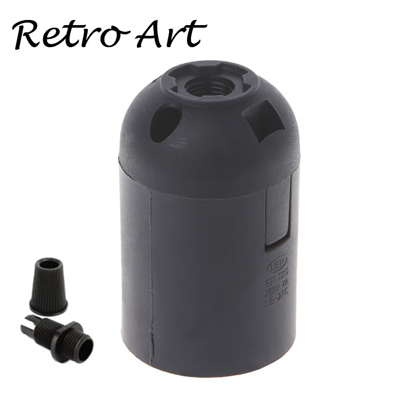 10pcs/lot E27 plastic bulb holder 4A 250V screw pendant lamp socket lamp base: Black