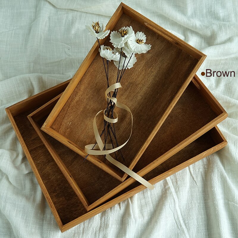 SWEETG Vintage bandeja de madera hecha a mano rectángulo cupcake pallet Decoración de mesa de boda perfume/maquillaje/comida/caja de almacenamiento de joyería