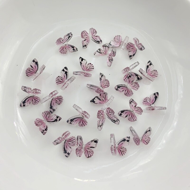 Stijl 8 Kleur Vlinder Nail Art Strass 3D Hars Vlinder Nail Decoratie Materialen Diy Nail Accessoires 10 Stks/partij: E624