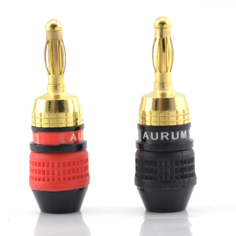 4pcs Hi-end Aurum Pro Series 24k Gold plated plug Connector Banana Plugs hifi speaker banana plugs