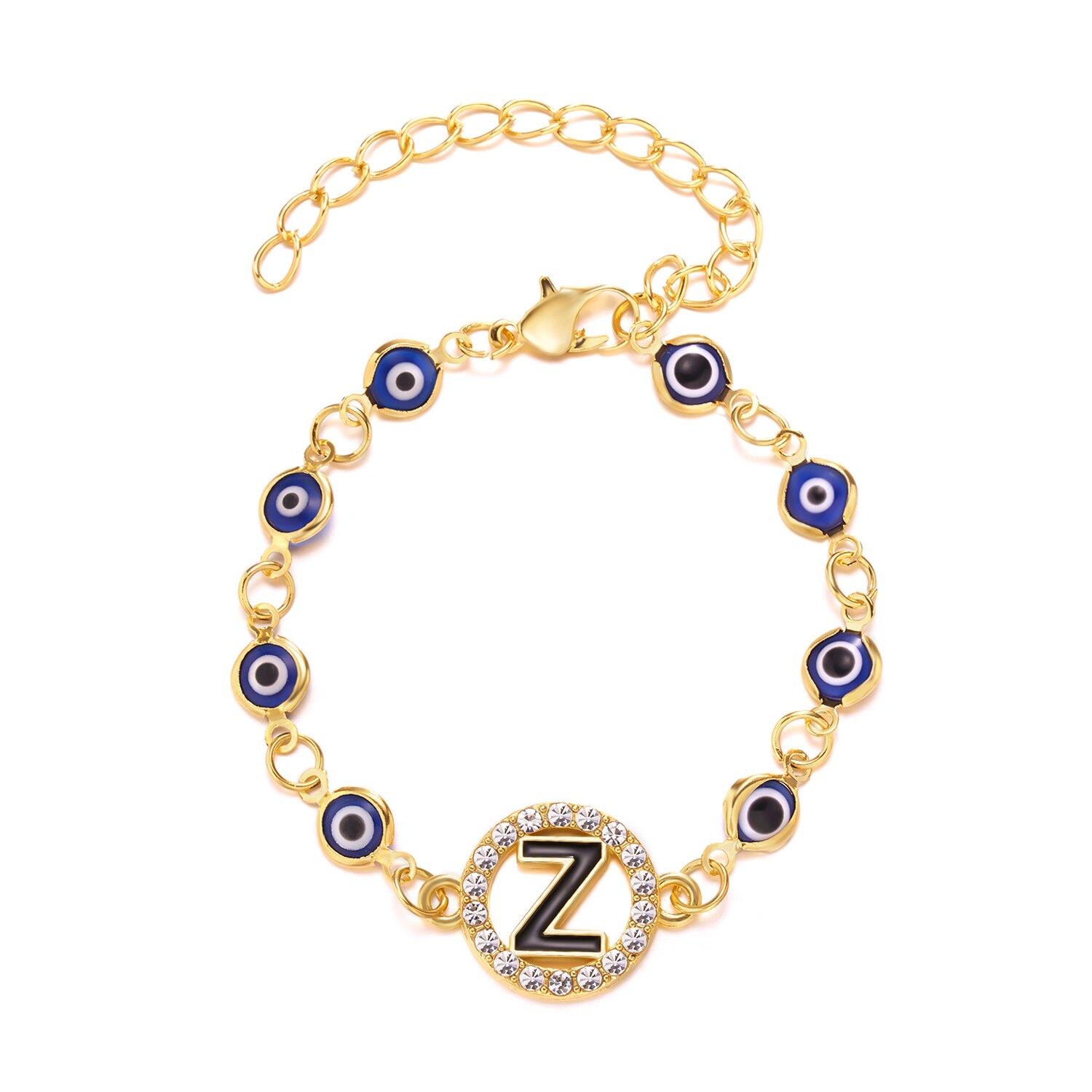 26 Alphabet Anhänger Blau Bösen blick Armbinde Für Frauen Mädchen Harz Legierung Einstellbar charmant Kette Armbinde Schmuck: 11