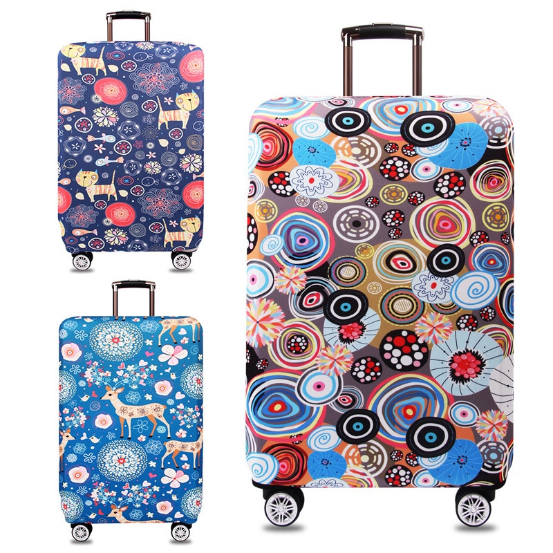 Travel Luggage Cover Suitcase Case Protector XL Travel Luggage Case Protective Floral Prints Elastic Stretch Fabric Anti-dust