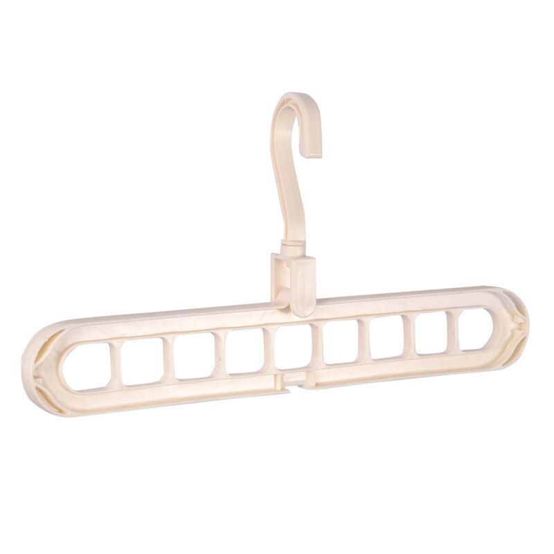 9-hole Clothes hanger organizer Space Saving Hanger multi-function folding magic hangers drying Racks Scarf clothes Storage: Light Yellow