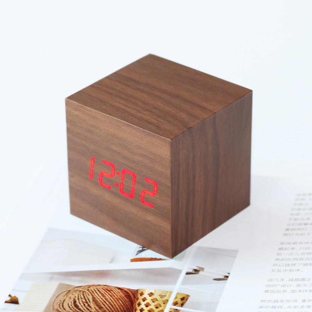 Wooden LED Electric Digital Alarm Clock Multifunctional Clock
