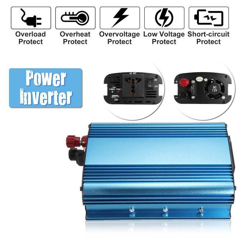 Auto-omvormer 3000w dc 12/24/48/60v to 220v zonne-energieomvormers voor roadtrips, vakanties, buitenactiviteiten, auto's en vrachtwagens
