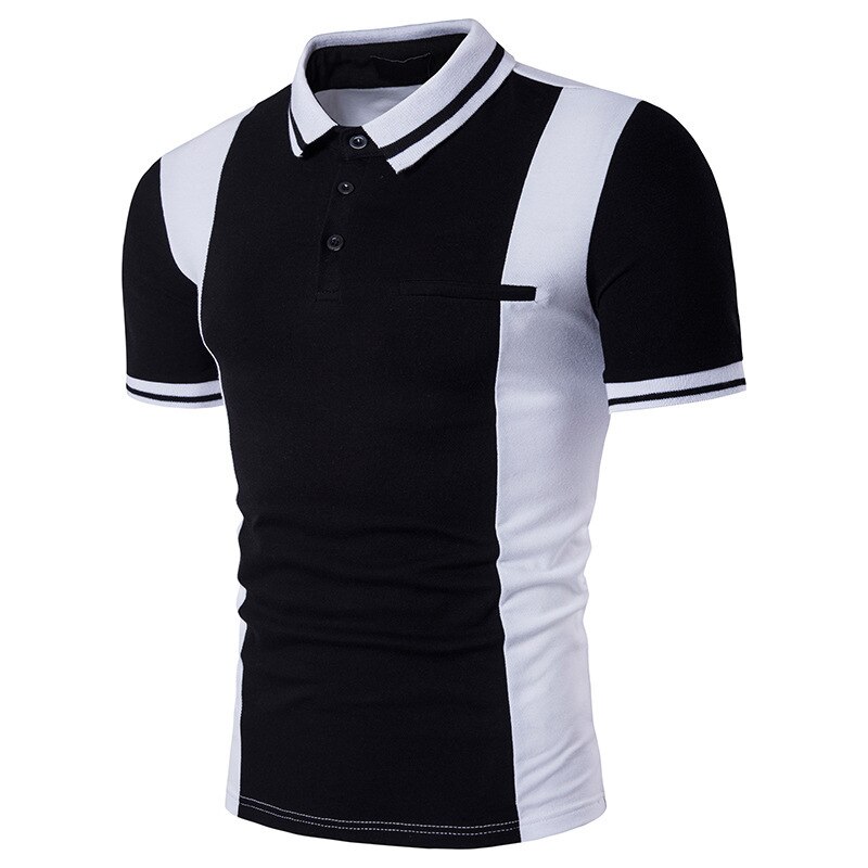ZOGAA camisa de Polo de verano para hombre de manga corta Camisa blanca y negra de Polo informal ajustada para jóvenes camisas para Hombre Ropa: Black / M