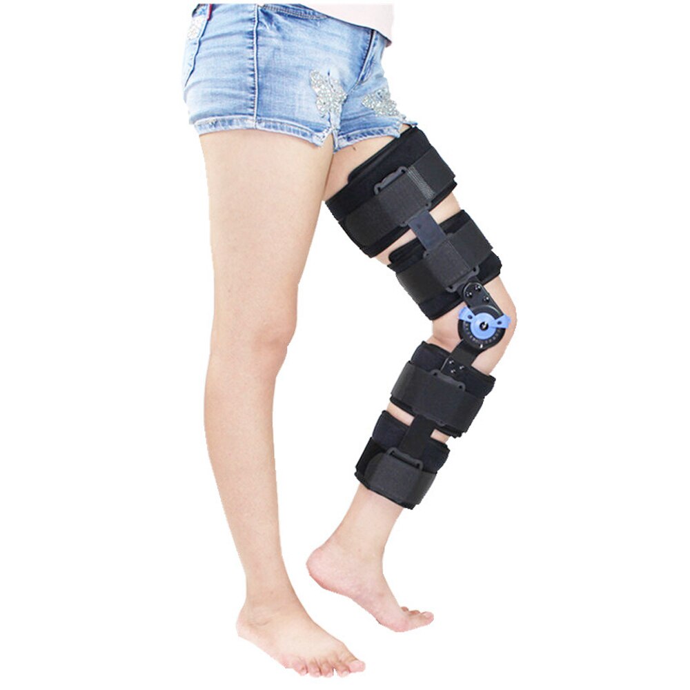 Hængslet ortopædisk knæbøjle støtte justerbar skinne stabilisator wrap forstuvning post-op knæbeskytter forlængelse fælles støtte: Over 1.75m