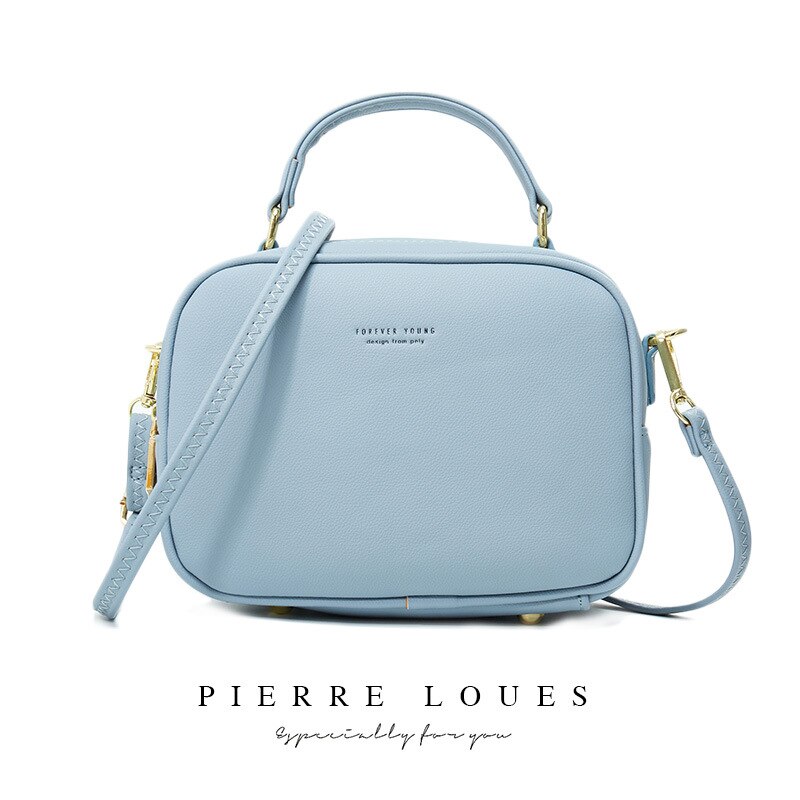 Eenvoudige luxe handtassen en portemonnees damestassen leren schoudertassen met rits crossbody tassen voor vrouwen: Blauw