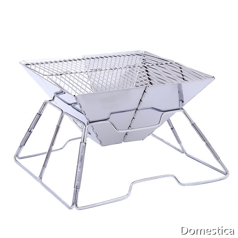 Outdoor Folding Barbecue Stand Grill Incinerator BBQ Charcoal Stove Stainless Steel Non-stick Surface Camping Picnic Tool