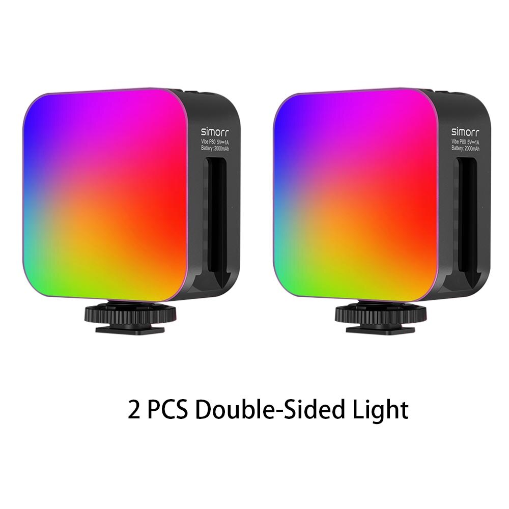 SmallRig P96L RGB Video Light, Portable LED Camera Light Full Color Fill Light CRI 96+ Rechargeable LED DSLR Lighting 3489: 2 PCS Double Side