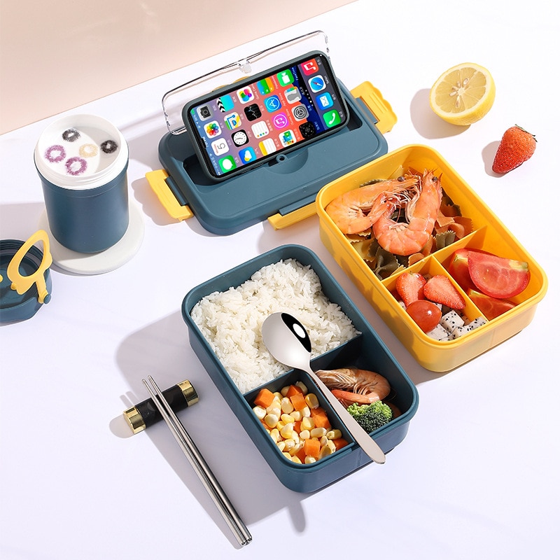 PP Thermal Portable Lunch Box Student Office Worker Kids Lunch Box Seperated Lunch Box with Chopsticks Spoon kids lunch box