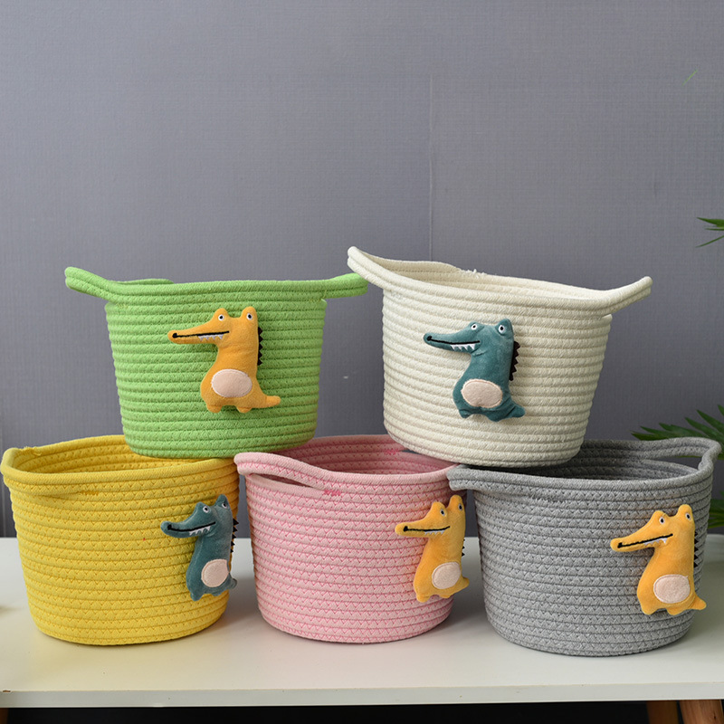 Krokodil Opslag Mand, Katoenen Touw Opslag Mand Opbergdoos Weven, Geweven Bloem Mand Katoenen Draad