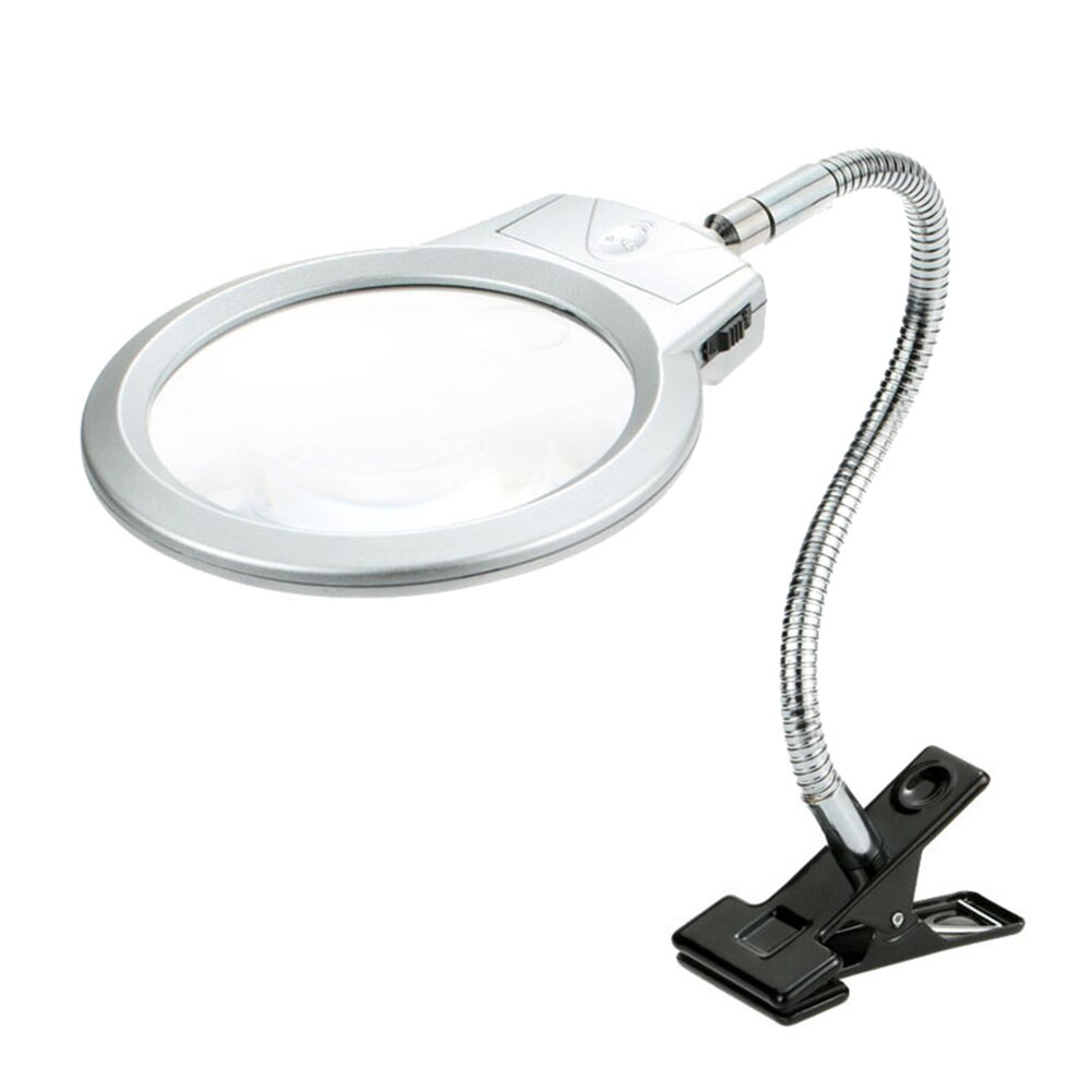 Lighted LED Lamp Book Stands Magnifier Clip Table Top Desk Reading 2.25X 5X Magnifying DQ