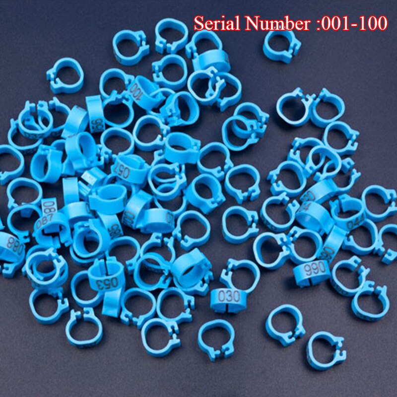 Inner Diameter 8mm Pigeon Leg Bands Poultry Dove Bird Parrot Clip Rings Band Foot Ring Pigeon Supplies Bird Appliances 100 Pcs: Blue