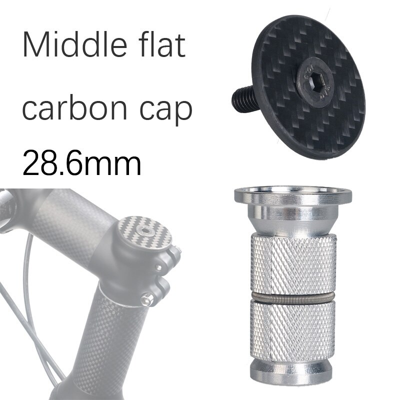 Neco Bike Headset Stem Top Cap Compression plug Nut Compressor Expansion Fork Steerer Carbon Fiber Cover Long Large Size: middle flat carbon