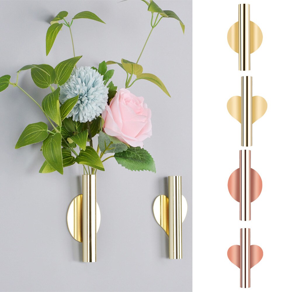 Jarrón para colgar en la pared de acero inoxidable, soporte para pared, maceta, florero de pared de salón, decoración para el hogar, boda, 1 unidad