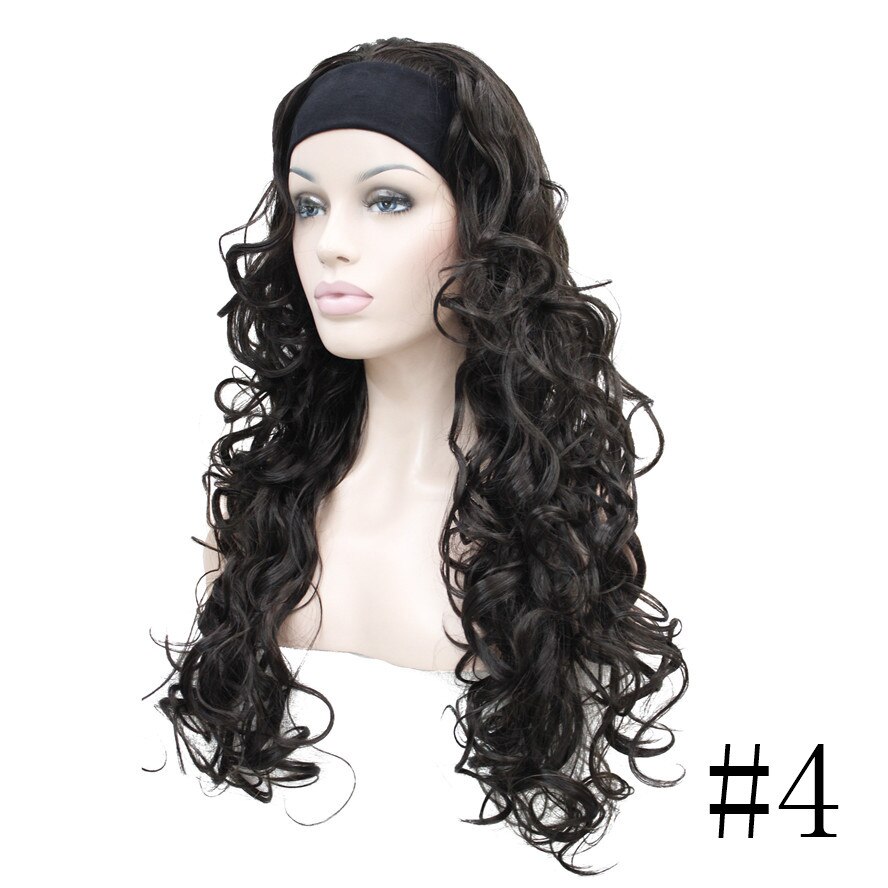 StrongBeauty, cabello rizado largo para mujer, 3/4 pelucas, peluca con diadema para mujer negra/rubia, 7 colores: # 4